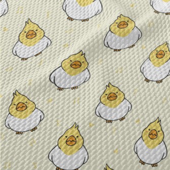 Cartoon Cockatiel Birdseye Piqué