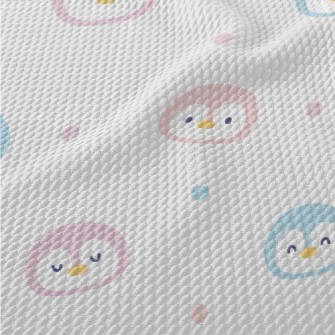 Colorful Cartoon Penguin Birdseye Piqué
