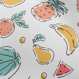 Colorful Hand Drawn Fruits Chiffon