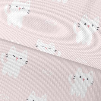 White Mouthless Kitten Waterproof Oxford