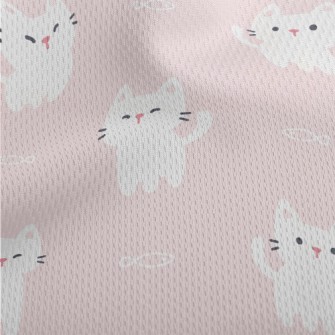 White Mouthless Kitten Athletic Mesh Flat Back