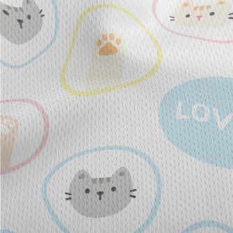 Cartoon Cat Circle Athletic Mesh Flat Back