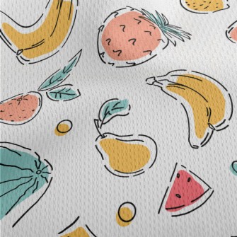 Colorful Hand Drawn Fruits Athletic Mesh Flat Back
