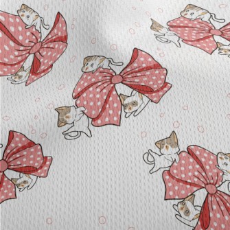 Kitten With Giant Bow Athletic Mesh Flat Back