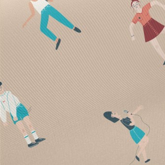 People Singing And Dancing Twill
