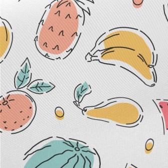 Colorful Hand Drawn Fruits Twill