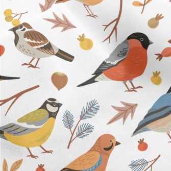Winter Forest Birds Micro Fleece