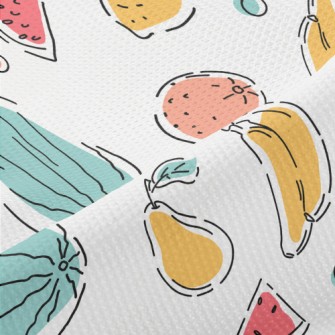 Colorful Hand Drawn Fruits Piqué