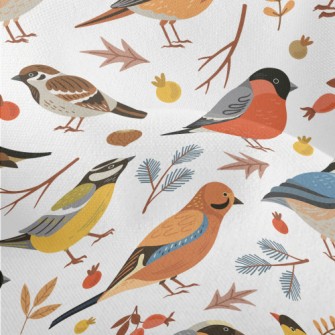Winter Forest Birds Lightweight Performance Linen