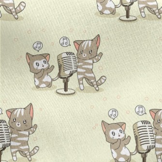 Singing Cute Cat Jersey Backed Fleece