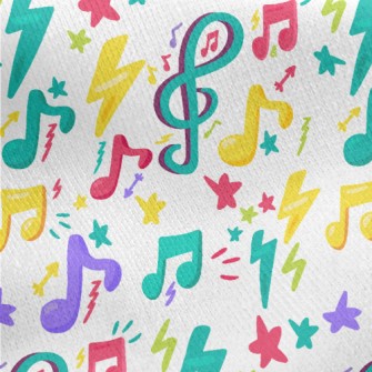 Colorful Musical Note Graffiti Jersey Backed Fleece