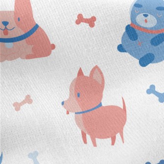 Contrast Color Puppy Graffiti Jersey Backed Fleece