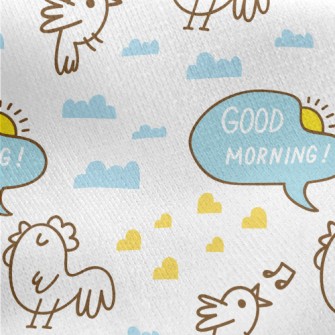 Hand Drawn Good Morning Rooste Jersey Backed Fleece