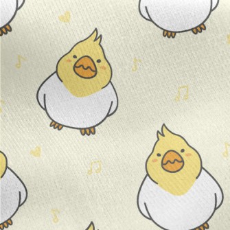 Cartoon Cockatiel Jersey Backed Fleece