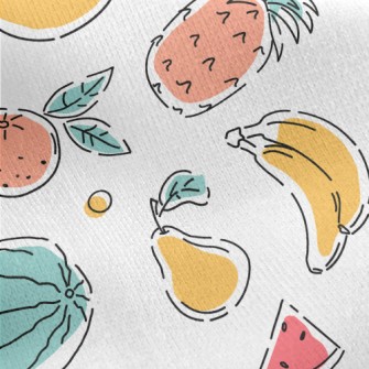 Colorful Hand Drawn Fruits Jersey Backed Fleece