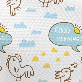 Hand Drawn Good Morning Rooste Pongee