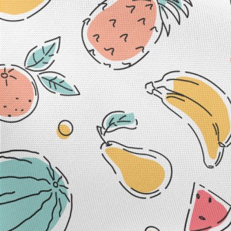 Colorful Hand Drawn Fruits Pongee