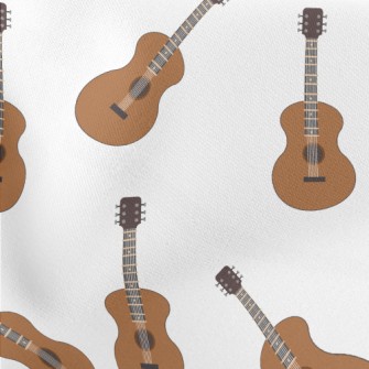 Cartoon Acoustic Guitar Lightweight Cotton Poplin