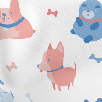 Contrast Color Puppy Graffiti Lightweight Cotton Poplin