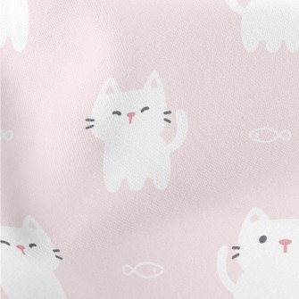 White Mouthless Kitten Lightweight Cotton Poplin