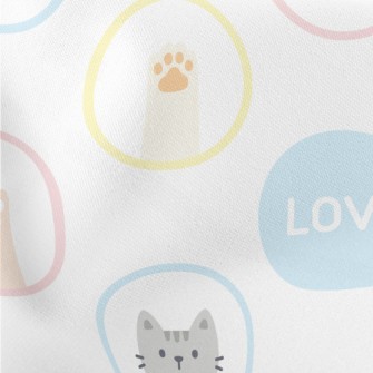 Cartoon Cat Circle Lightweight Cotton Poplin