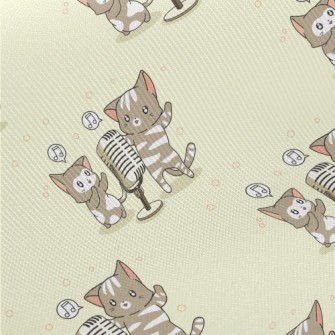Singing Cute Cat Midweight Cotton Poplin