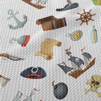 Cartoon Pirate Elements Birdseye Piqué