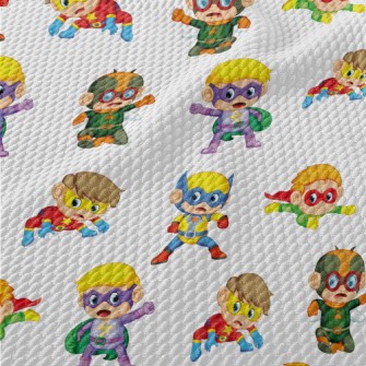 Children&#39;s Superheroes Birdseye Piqué