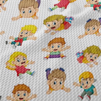 Naughty Children Playing Birdseye Piqué