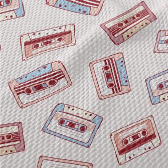 Vintage Hand Drawn Audio Casse Birdseye Piqué