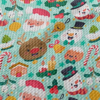 Santa Claus And Reindeer Birdseye Piqué
