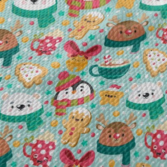 Cute Animals And Christmas Tre Birdseye Piqué