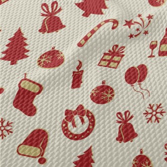 Retro Christmas And New Year Birdseye Piqué