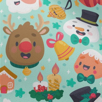 Santa Claus And Reindeer Chiffon