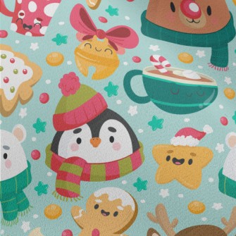 Cute Animals And Christmas Tre Chiffon