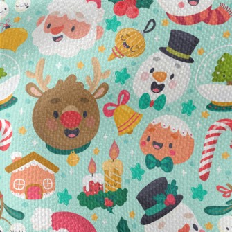 Santa Claus And Reindeer Waterproof Canvas
