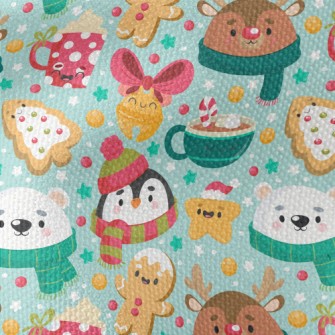 Cute Animals And Christmas Tre Waterproof Canvas