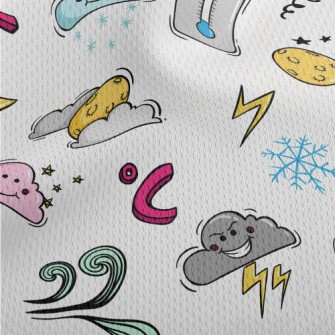 Cartoon Weather Elements Athletic Mesh Flat Back
