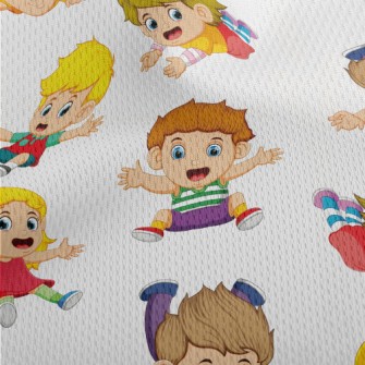 Naughty Children Playing Athletic Mesh Flat Back