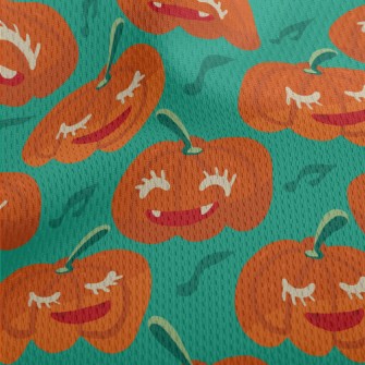 Halloween Smiling Pumpkin Athletic Mesh Flat Back
