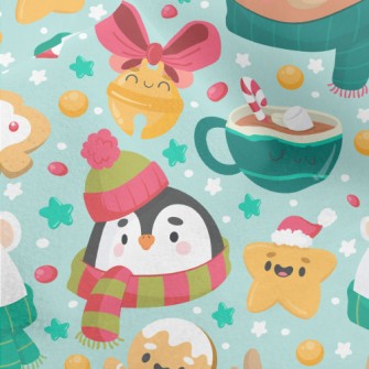 Cute Animals And Christmas Tre Micro Fleece