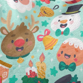 Santa Claus And Reindeer Minky