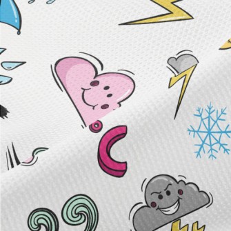 Cartoon Weather Elements Piqué