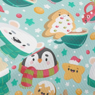 Cute Animals And Christmas Tre Piqué