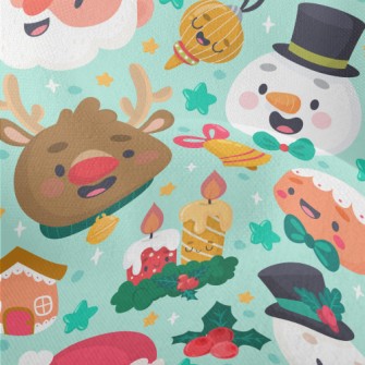 Santa Claus And Reindeer Lightweight Performance Linen