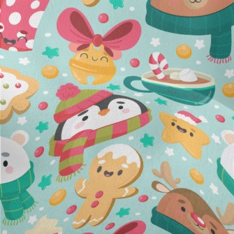 Cute Animals And Christmas Tre Lightweight Performance Linen