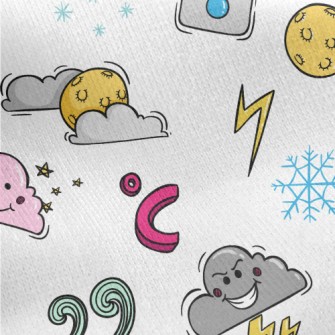 Cartoon Weather Elements Jersey Backed Fleece