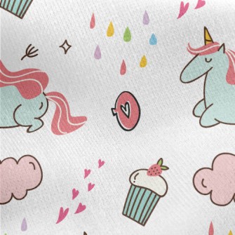 Elegant Cute Unicorn Jersey Backed Fleece