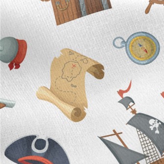 Cartoon Pirate Elements Jersey Backed Fleece