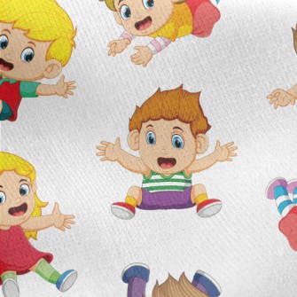 Naughty Children Playing Jersey Backed Fleece